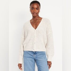 Old Navy Wool-Blend Shaker-Stitch Cardigan Sweater